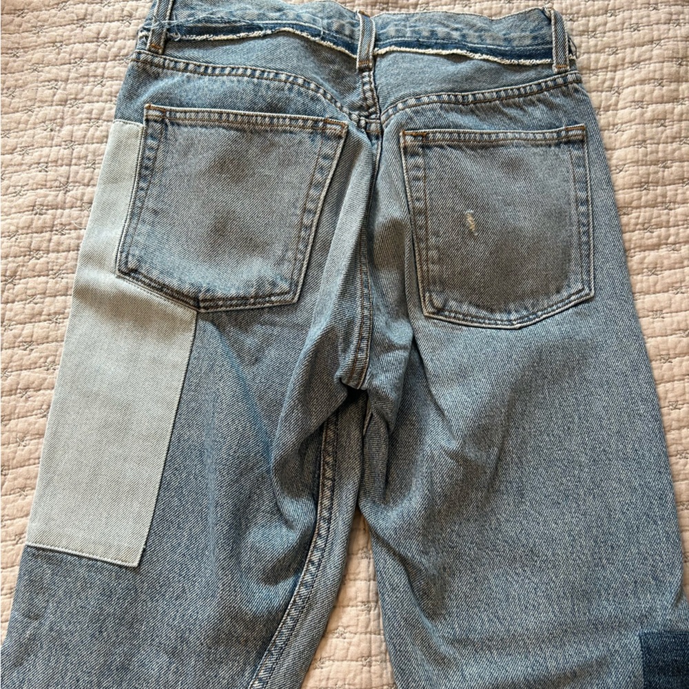 Reformation Patchwork Straight Leg Jeans - Dark A… - image 5